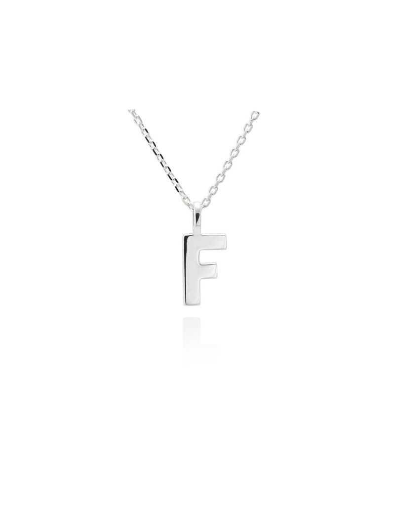 Collar letra F inicial oro blanco 18k · Gargantilla "Letra F" 10 mm