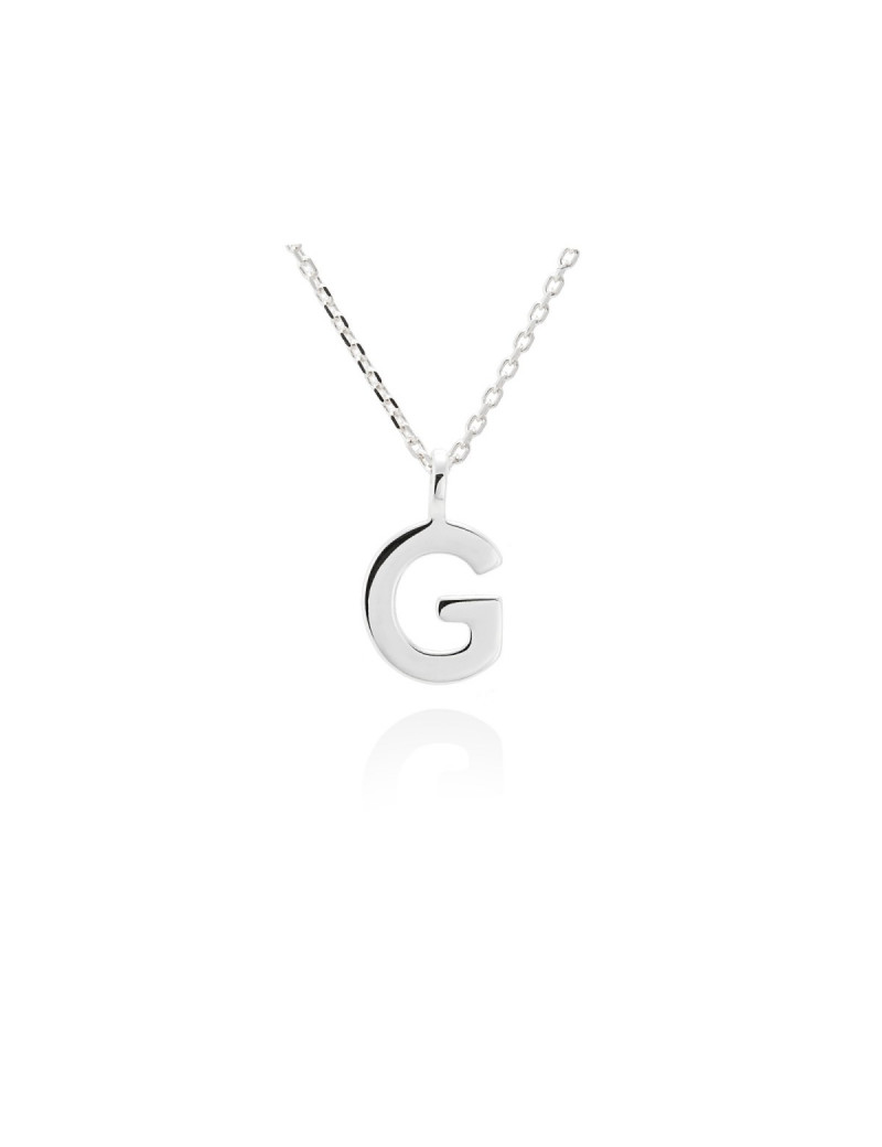 Collar letra G inicial oro blanco 18k · Gargantilla "Letra G" 10 mm