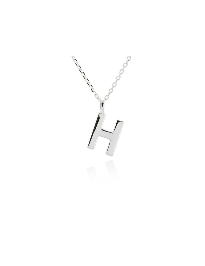 Collar letra H inicial oro blanco 18k · Gargantilla "Letra H" 10 mm