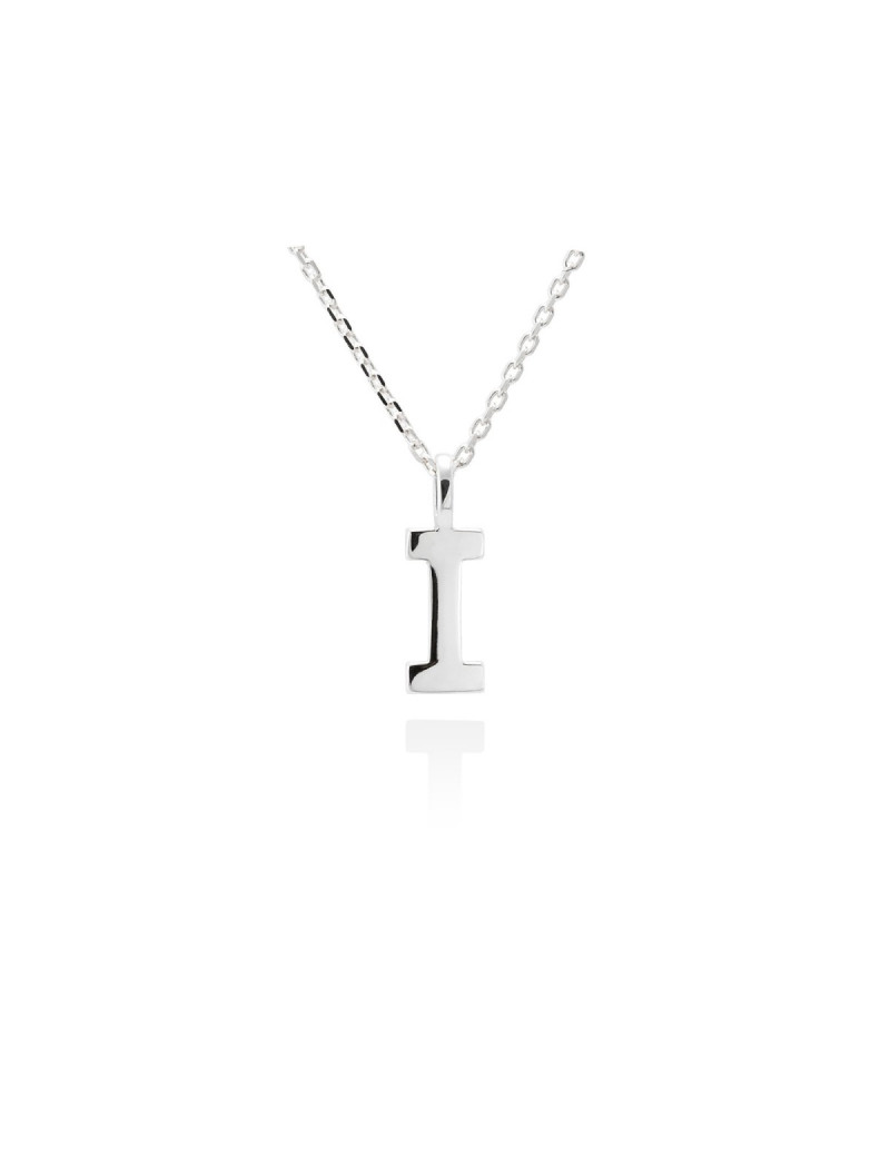 Collar letra I inicial oro blanco 18k · Gargantilla "Letra I" 10 mm