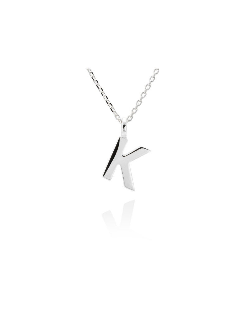 Collar letra K inicial oro blanco 18k · Gargantilla "Letra K" 10 mm