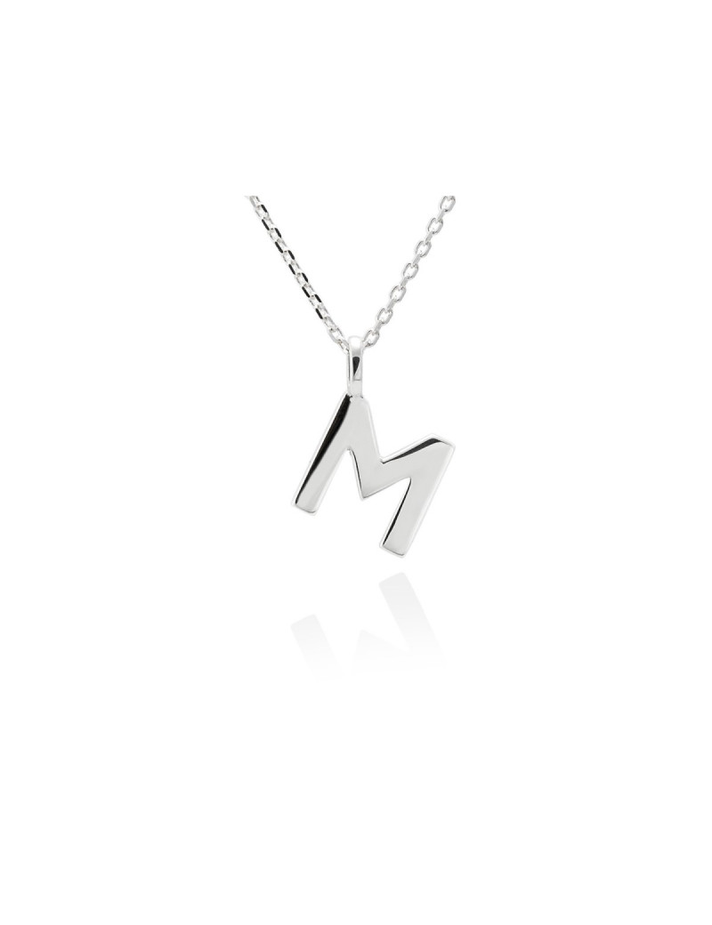 Collar letra M inicial oro blanco 18k · Gargantilla "Letra M" 10 mm