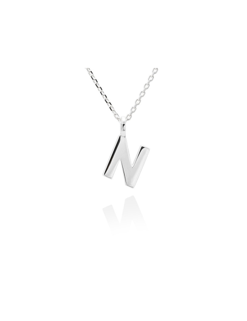 Collar letra N inicial oro blanco 18k · Gargantilla "Letra N" 10 mm
