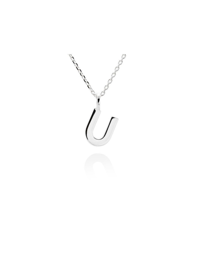 Collar letra U inicial oro blanco 18k · Gargantilla "Letra U" 10 mm