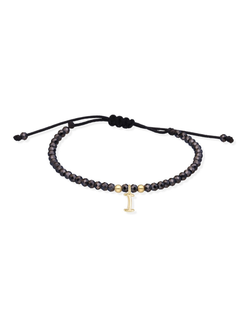Pulsera Letra I de Oro Amarillo 18k y Espinelas · Joyería Marga Mira