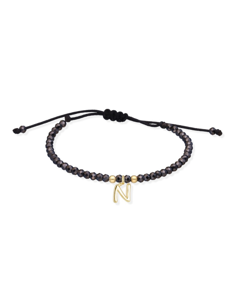 Pulsera Letra N de Oro Amarillo 18k y Espinelas · Joyería Marga Mira