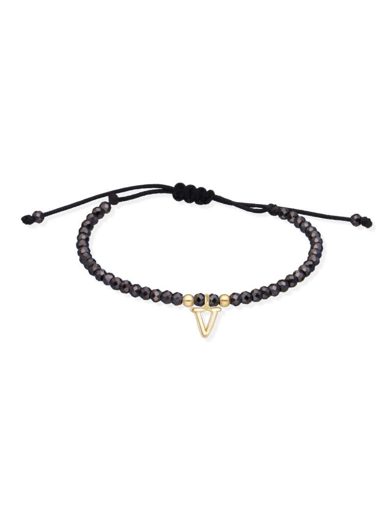 Pulsera Letra V de Oro Amarillo 18k y Espinelas · Joyería Marga Mira