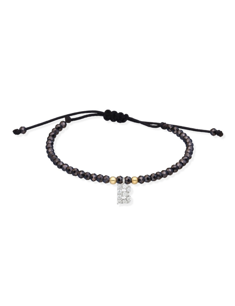 Pulsera Inicial B Oro Blanco 18k Diamantes Espinelas - Marga Mira