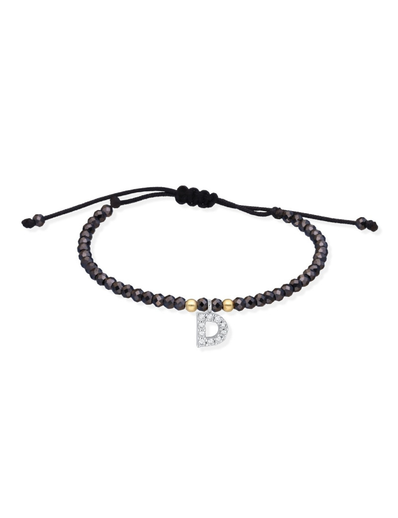 Pulsera Inicial D Oro Blanco 18k Diamantes Espinelas - Marga Mira