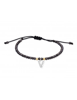 Pulsera Inicial V Oro Blanco 18k Diamantes Espinelas - Marga Mira