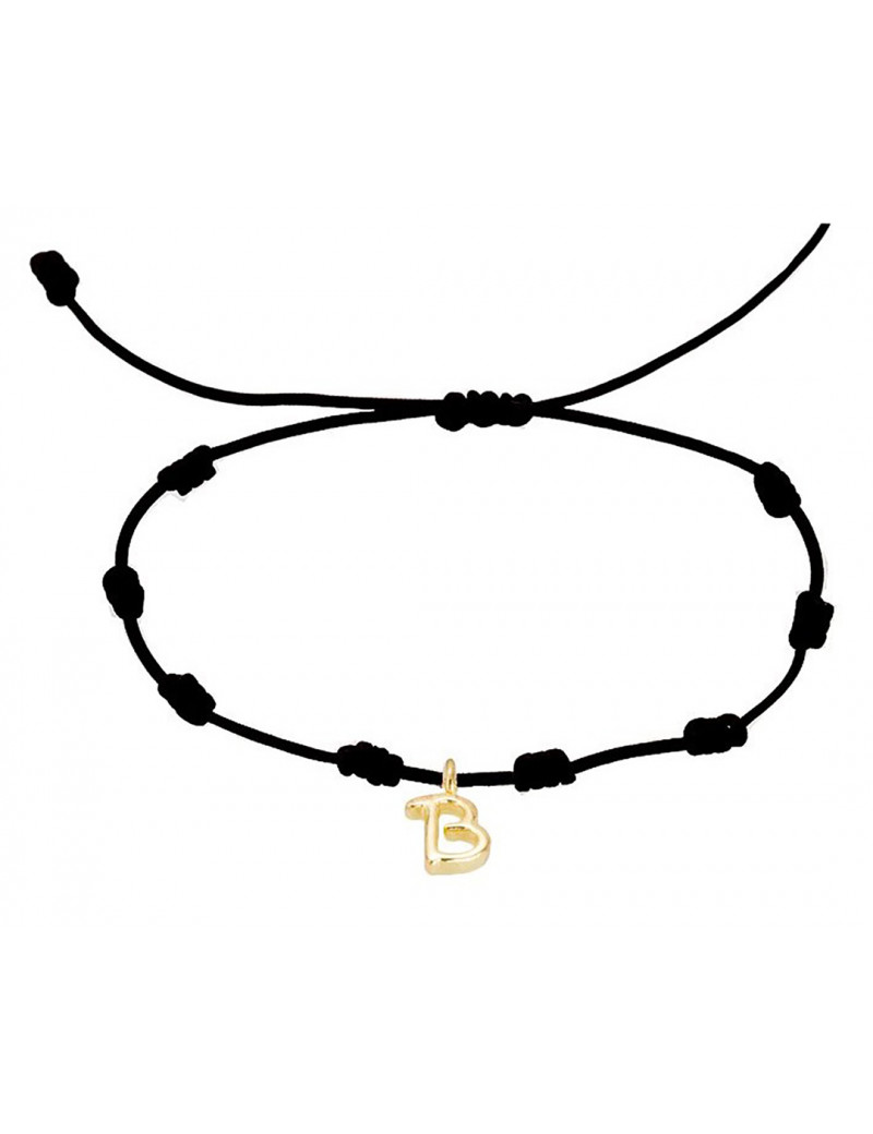 Pulsera Inicial B Oro Amarillo 18k Seda Náutica - Marga Mira