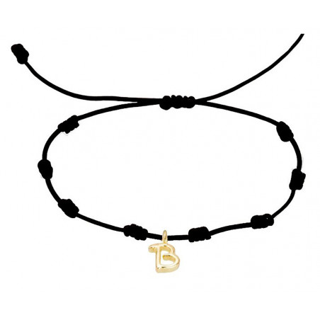 Pulsera Inicial B Oro Amarillo 18k Seda Náutica - Marga Mira