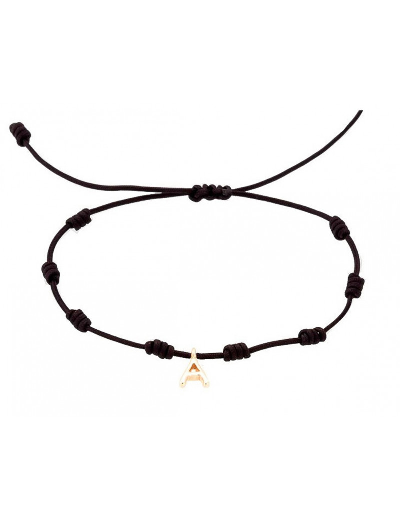 Pulsera Inicial A Oro Amarillo 18k Seda Náutica - Marga Mira