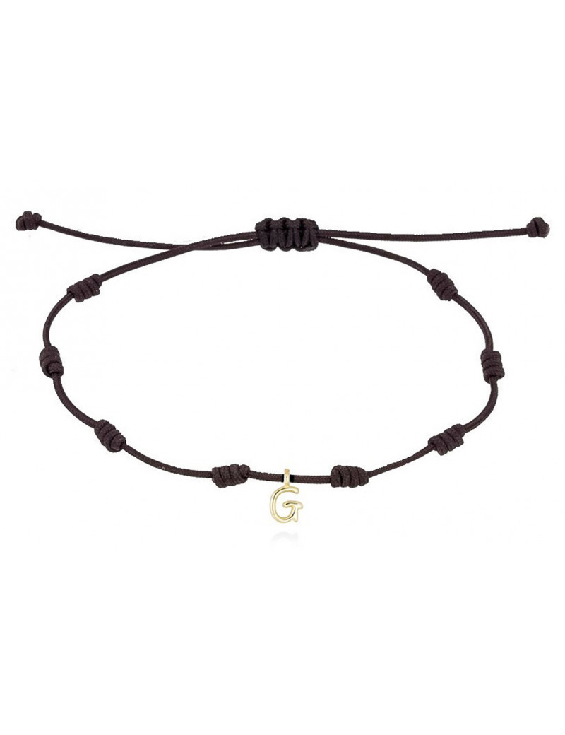 Pulsera Inicial G Oro Amarillo 18k Seda Náutica - Marga Mira