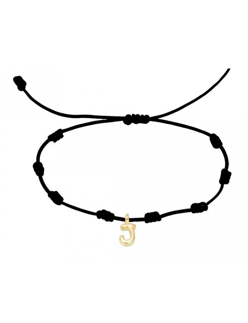 Pulsera Inicial J Oro Amarillo 18k Seda Náutica - Marga Mira