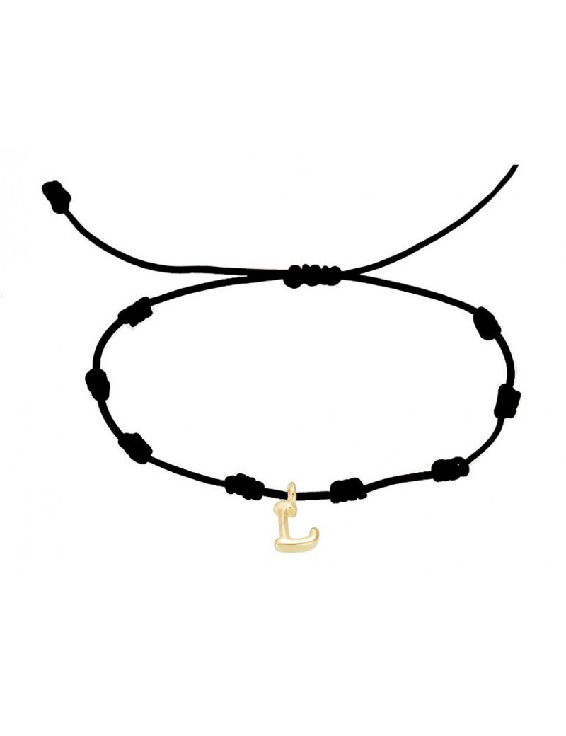 Pulsera Inicial L Oro Amarillo 18k Seda Náutica - Marga Mira