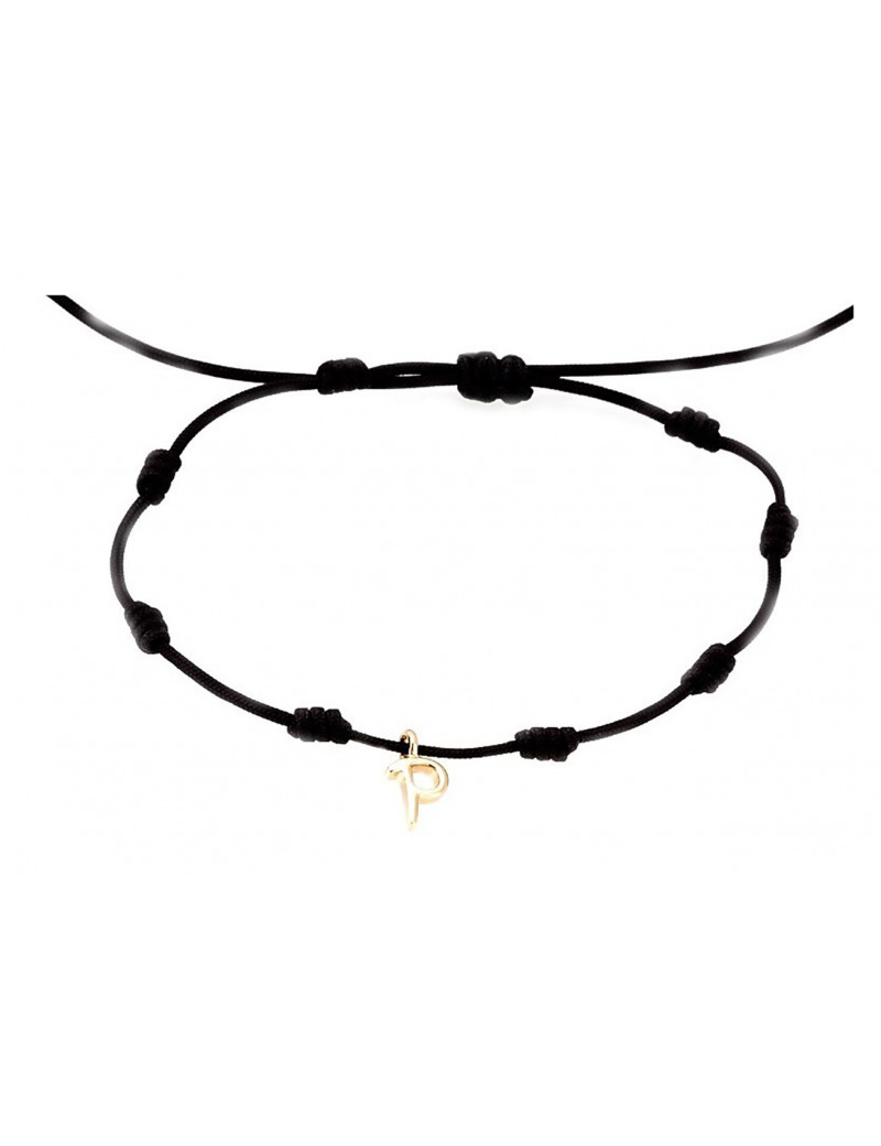 Pulsera Inicial P Oro Amarillo 18k Seda Náutica - Marga Mira