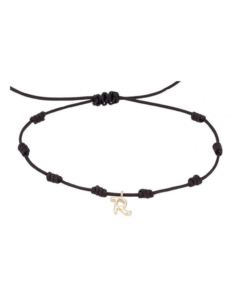 Pulsera Inicial R Oro Amarillo 18k Seda Náutica - Marga Mira