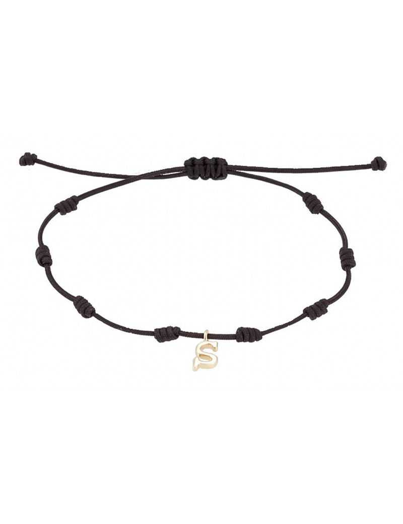 Pulsera Inicial S Oro Amarillo 18k Seda Náutica - Marga Mira