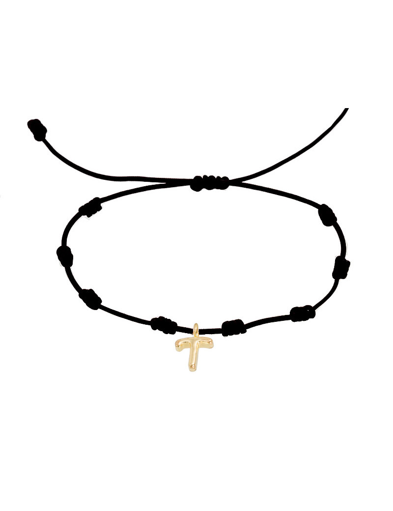 Pulsera Inicial T Oro Amarillo 18k Seda Náutica - Marga Mira