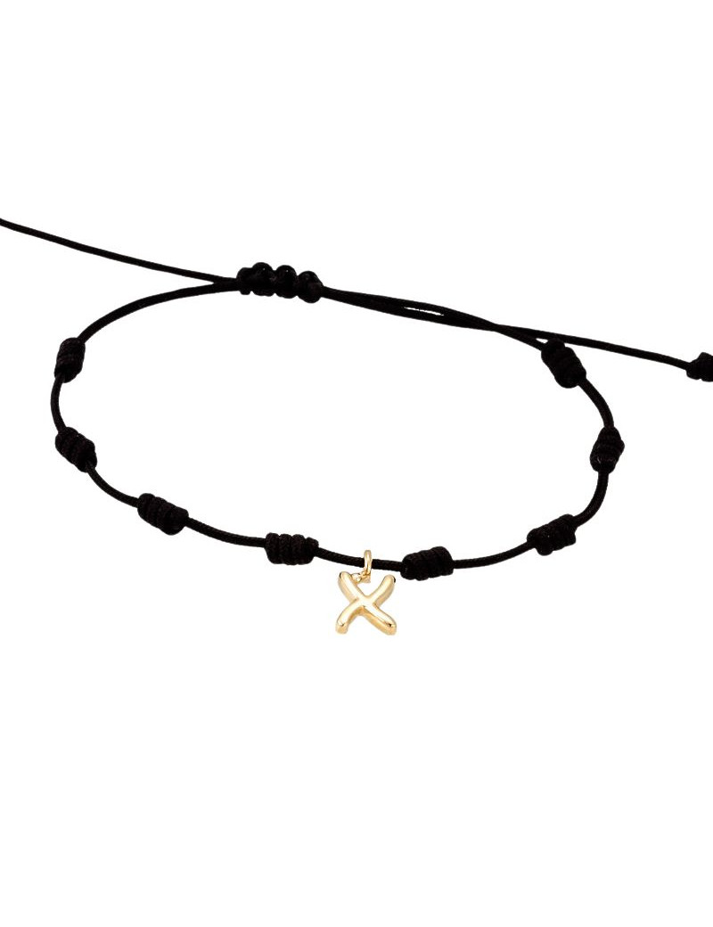 Pulsera Inicial X Oro Amarillo 18k Seda Náutica - Marga Mira