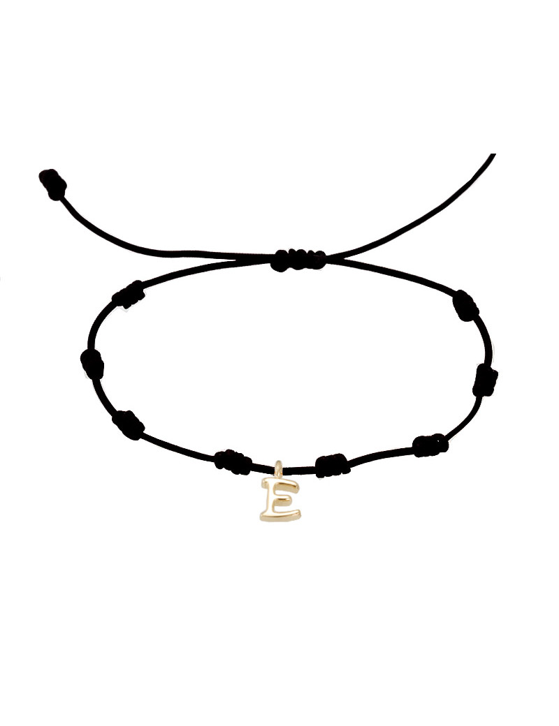 Pulsera Inicial E Oro Amarillo 18k Seda Náutica - Marga Mira