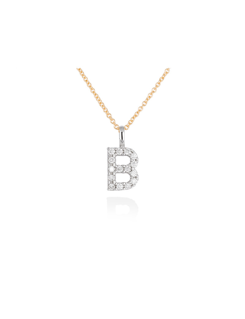 ▷ Collar Letra B Inicial de Diamantes en Oro 18k · Letra "B" 10mm