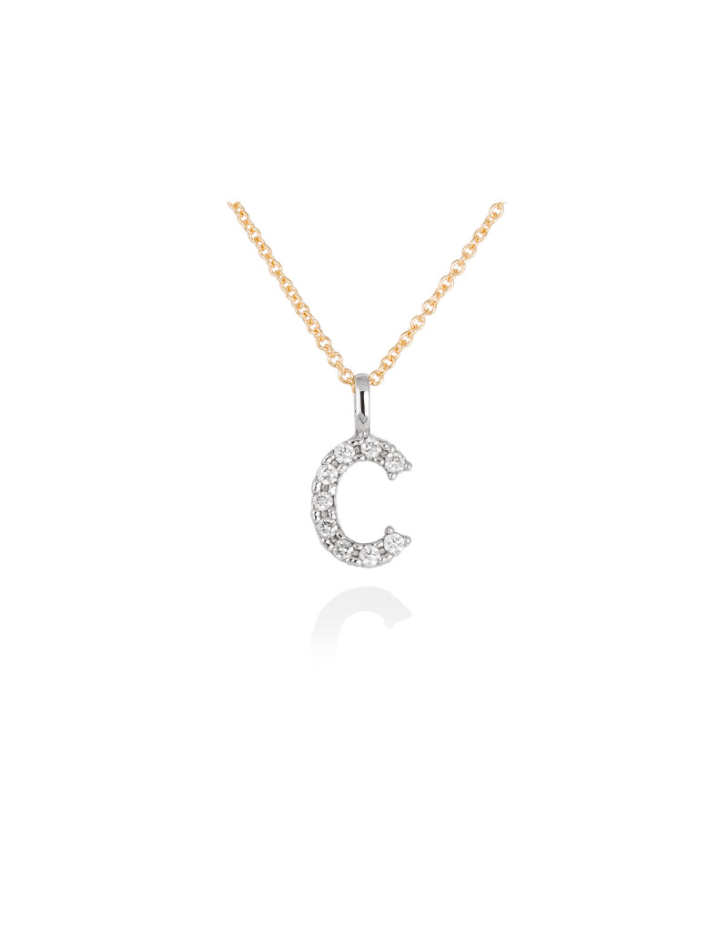 ▷ Collar Letra C Inicial de Diamantes en Oro 18k · Letra "C" 10mm