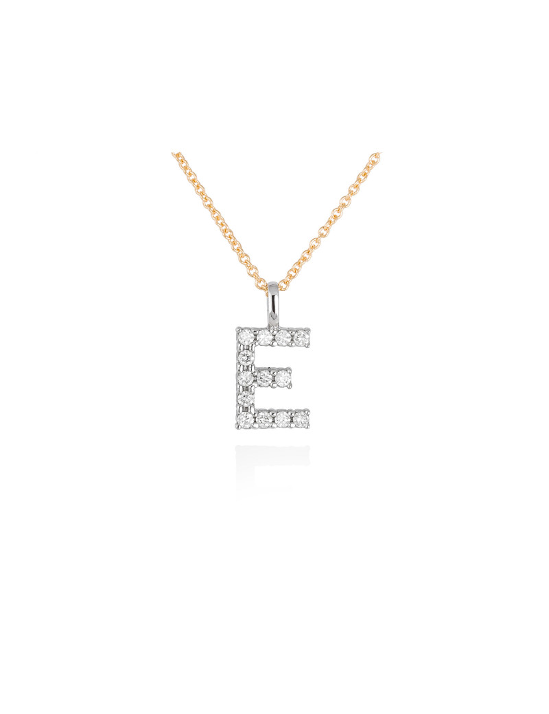 ▷ Collar Letra E Inicial de Diamantes en Oro 18k · Letra "E" 10mm