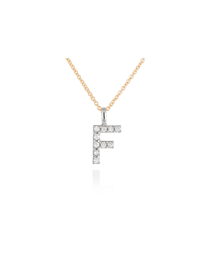 ▷ Collar Letra F Inicial de Diamantes en Oro 18k · Letra "F" 10mm