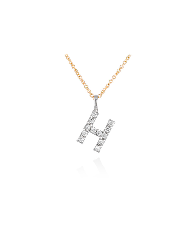 ▷ Collar Letra H Inicial de Diamantes en Oro 18k · Letra "H" 10mm