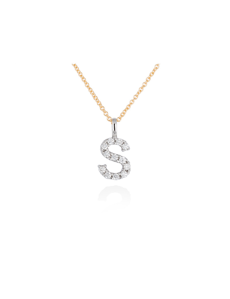 ▷ Collar Letra S Inicial de Diamantes en Oro 18k · Letra "S" 10mm