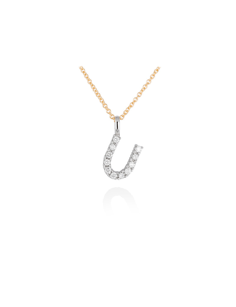 ▷ Collar Letra U Inicial de Diamantes en Oro 18k · Letra "U" 10mm