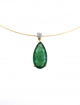 Colgante Gota de Esmeralda, Diamante y Oro 18k · Joyería Marga Mira