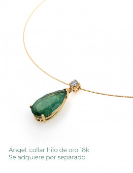 Colgante Gota de Esmeralda, Diamante y Oro 18k · Joyería Marga Mira