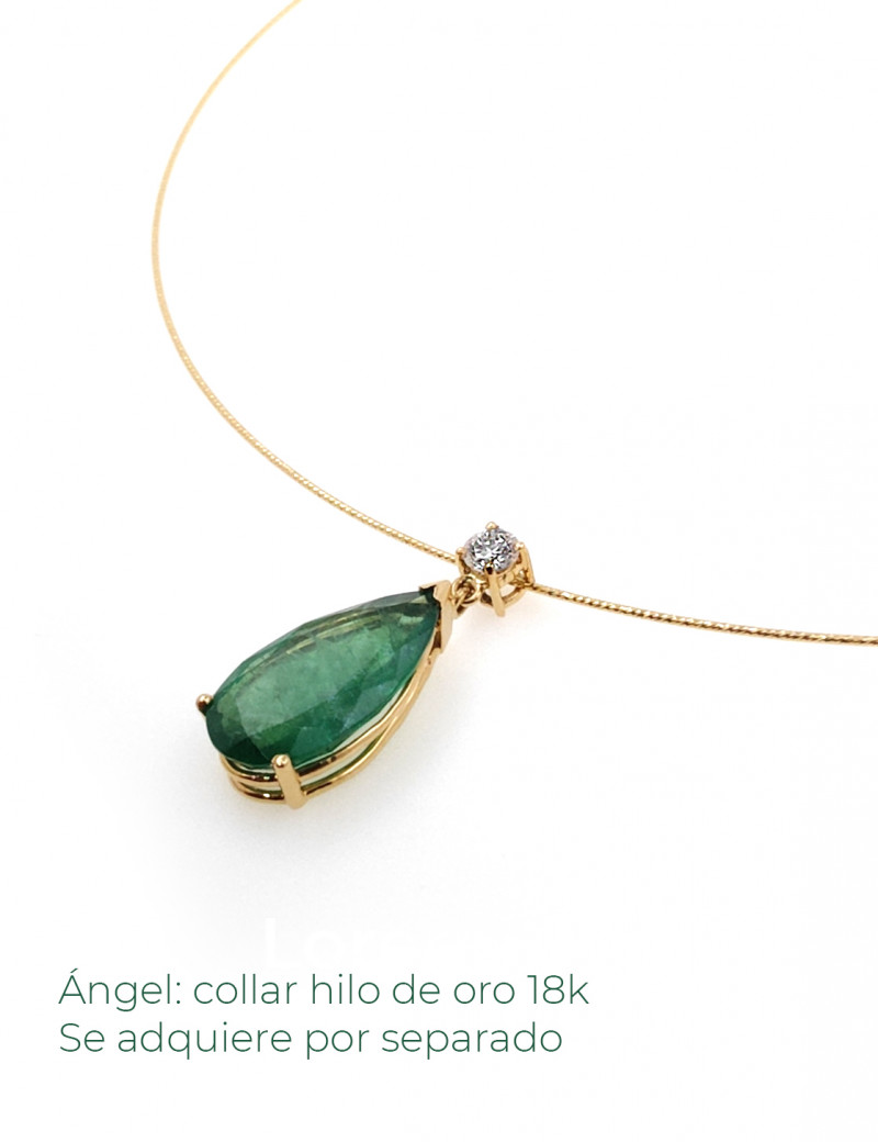Colgante Gota de Esmeralda, Diamante y Oro 18k · Joyería Marga Mira