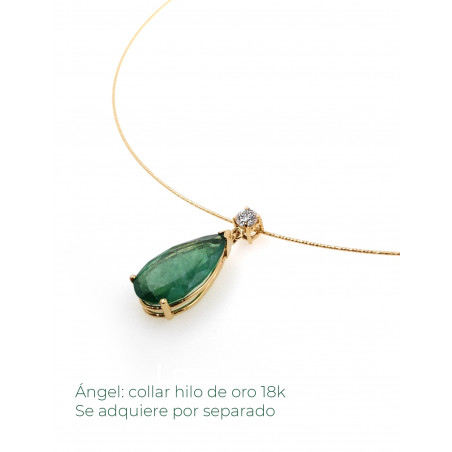 Colgante Gota de Esmeralda, Diamante y Oro 18k · Joyería Marga Mira