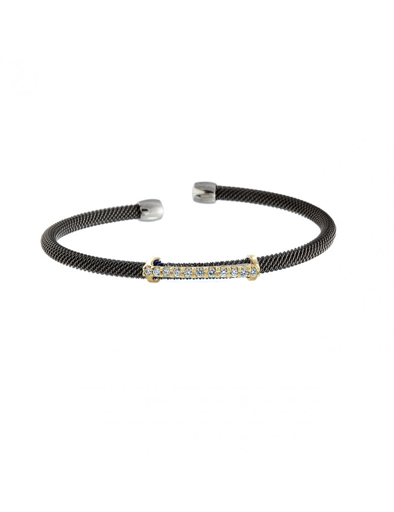 Pulsera de diamantes en oro amarillo 18k sobre fondo blanco