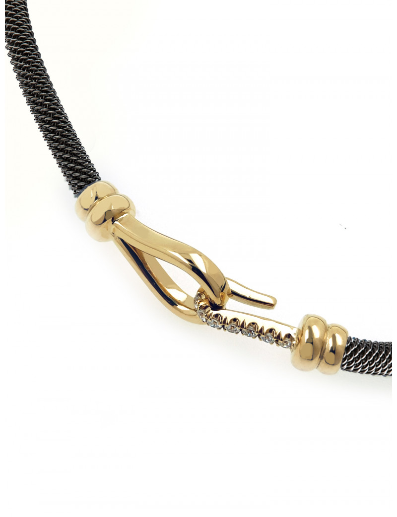 Pulsera de Diamantes con Cierre de Oro 18k y Acero Negro · Marga Mira