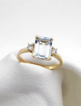 Ankara: Anillo Oro Amarillo, Aguamarina y Diamantes · Marga Mira