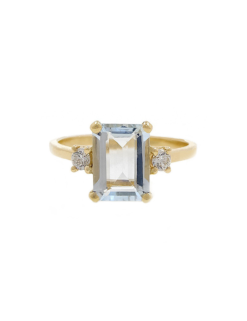 Ankara: Anillo Oro Amarillo, Aguamarina y Diamantes · Marga Mira