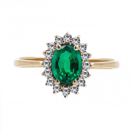 Victoria: Anillo de Esmeralda7x5 mm · Diamantes Orla · Oro Amarillo 18k
