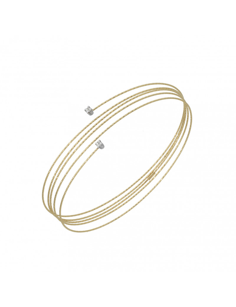 Pulsera Silenzio en oro amarillo 18k con cinco vueltas y circonitas
