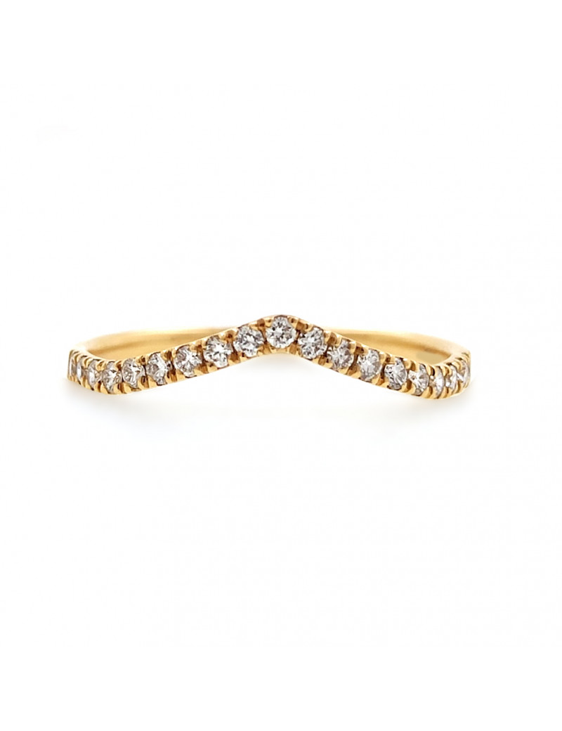 Dasha: Anillo V de Diamantes 0,21 ct Oro Amarillo 18k