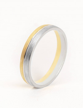Anillo de Oro Bicolor 18k. Anchura 4mm · Joyería Marga Mira