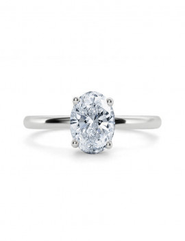 Carla: Anillo Oval de Diamante Solitario en Oro Blanco de 18 kilates