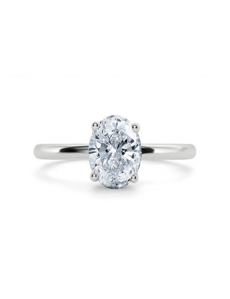 Carla: Anillo Oval de Diamante Solitario en Oro Blanco de 18 kilates