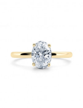Carla: Anillo Oval de Diamante Solitario en Oro Amarillo de 18 kilates