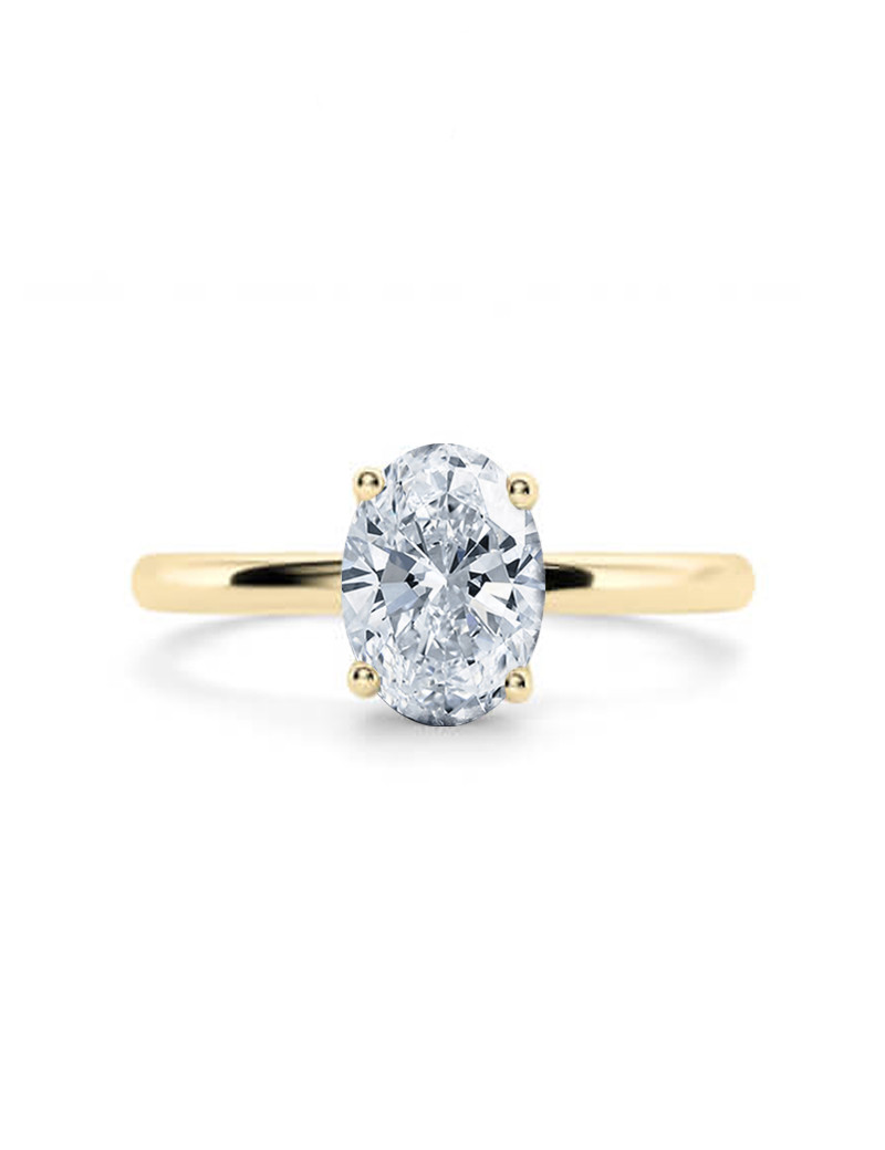 Carla: Anillo Oval de Diamante Solitario en Oro Amarillo de 18 kilates