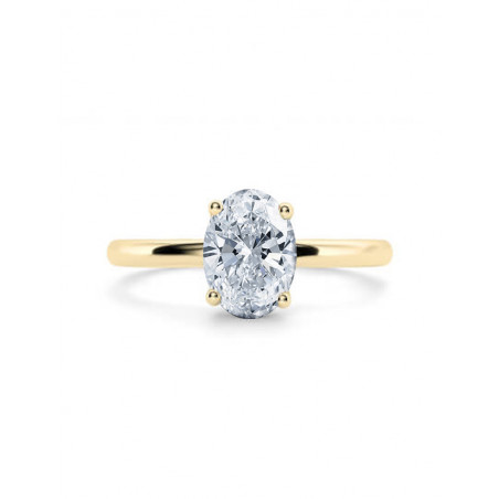 Carla: Anillo Oval de Diamante Solitario en Oro Amarillo de 18 kilates